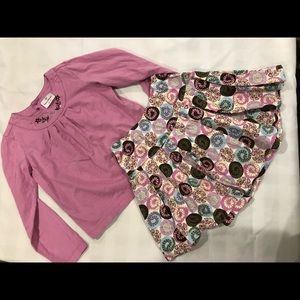 Hanna Andersson 120 Pink Top w Flowers/Leaf Skirt